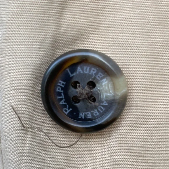 Womens Ralph Lauren Khaki VINTAGE  Outdoor Cotton Buttoned Vest Leather trim - Picture 9 of 9